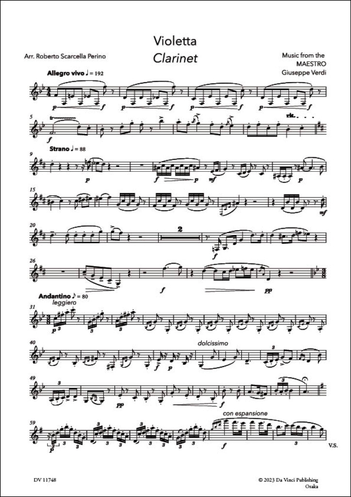 Violetta, Arrangements of arias from 'La Traviata'